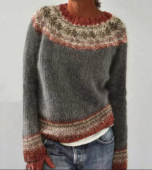 Nuala | Women’s Patterned Long Sleeve Round Neck Sweater