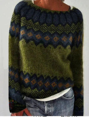 Nuala | Women’s Patterned Long Sleeve Round Neck Sweater