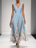 Olivia | Women’s Floral V Neck Sleeveless Maxi Dress