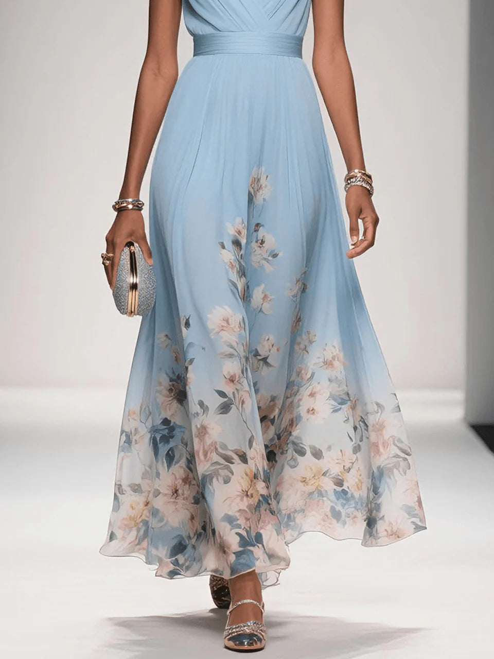 Olivia | Women’s Floral V Neck Sleeveless Maxi Dress