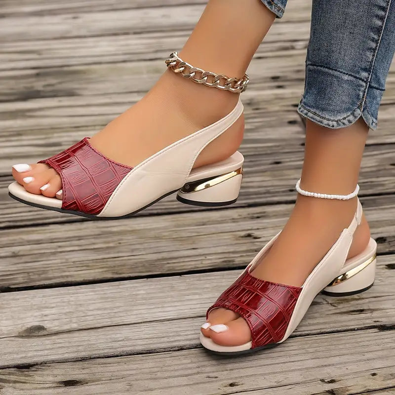 Olivia | Women’s Slingback Open Toe Low Block Heel Sandals