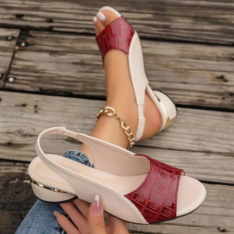 Olivia | Women’s Slingback Open Toe Low Block Heel Sandals
