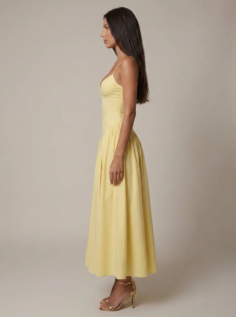 Olympia | Women's Sweetheart Neckline Sleeveless Flowy Maxi Dress