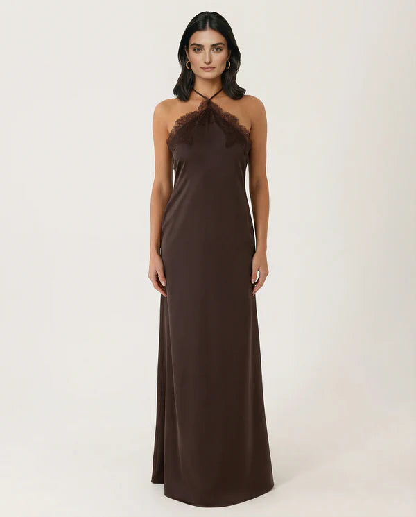 Orlanda | Women's Sleeveless Halter Neck Open Back Maxi Dress