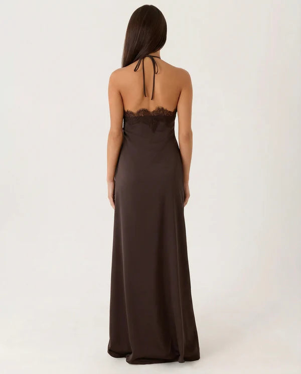 Orlanda | Women's Sleeveless Halter Neck Open Back Maxi Dress