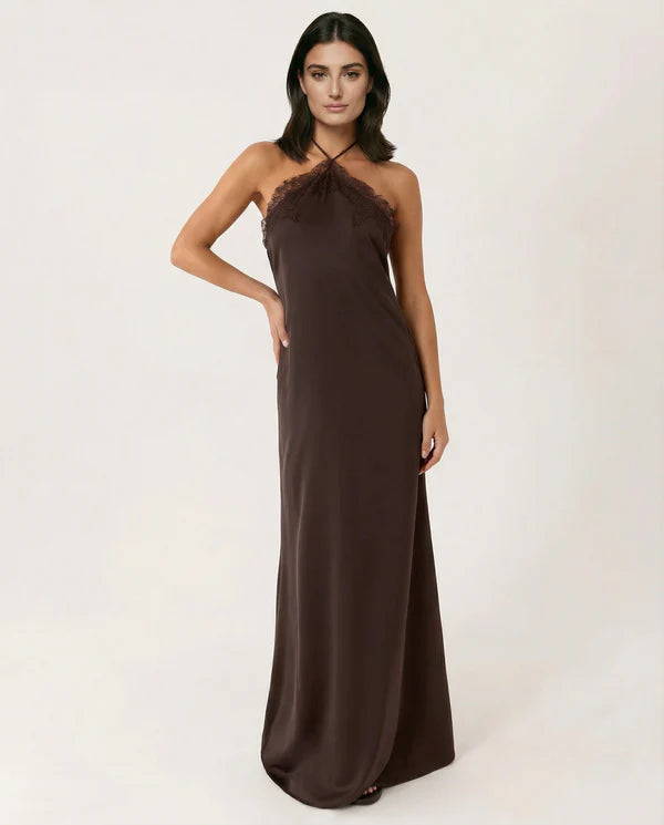 Orlanda | Women's Sleeveless Halter Neck Open Back Maxi Dress