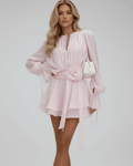 Pamela | Women's A Line Layered Floral Long Sleeve Mini Dress