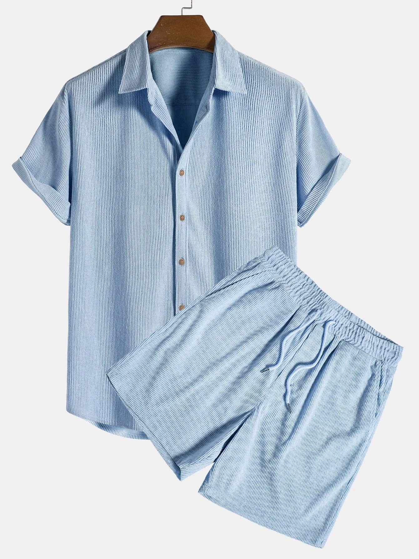 Patrick | Men's Collared Short Sleeve Drawstring Button Front Two Piece Set