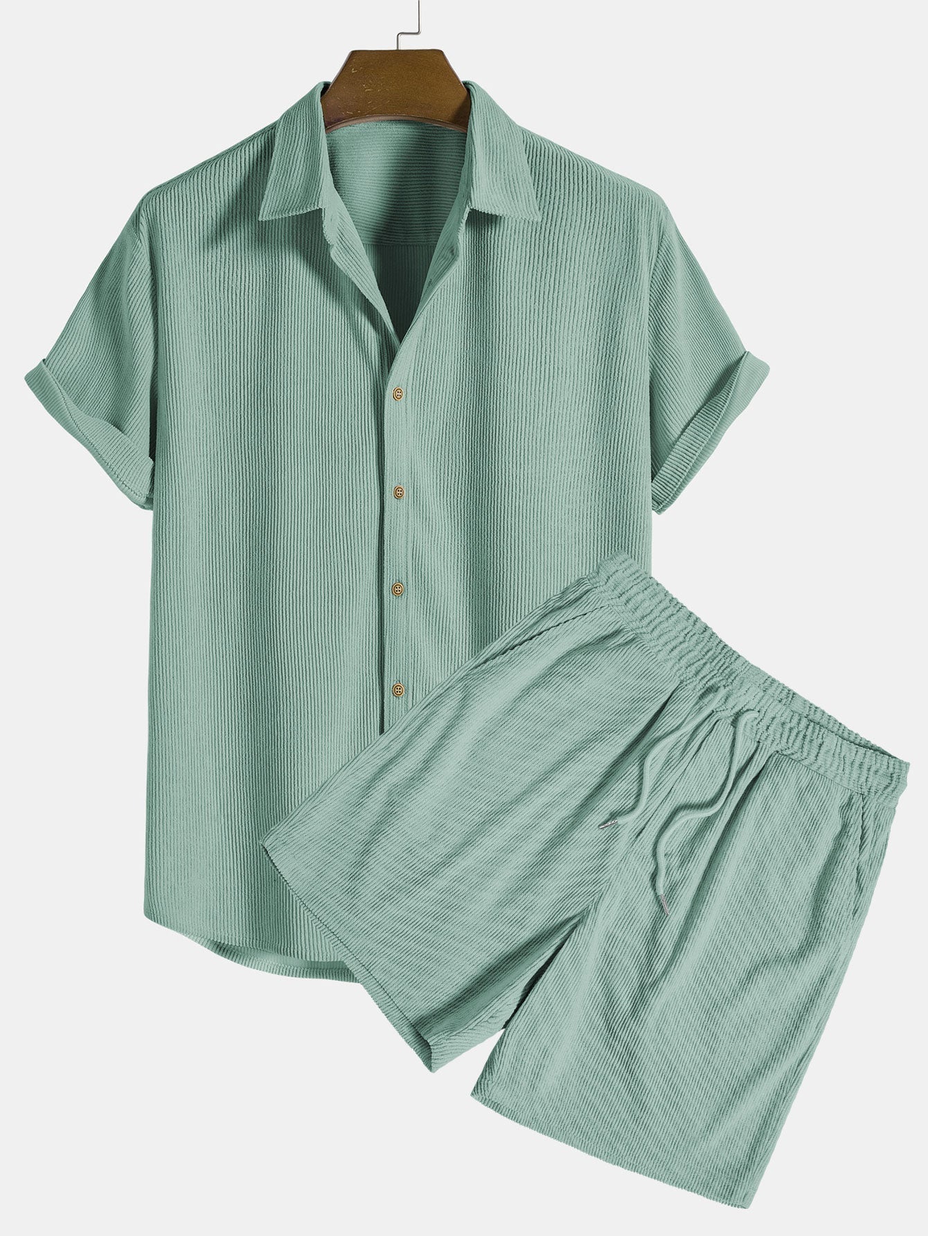 Patrick | Men's Collared Short Sleeve Drawstring Button Front Two Piece Set