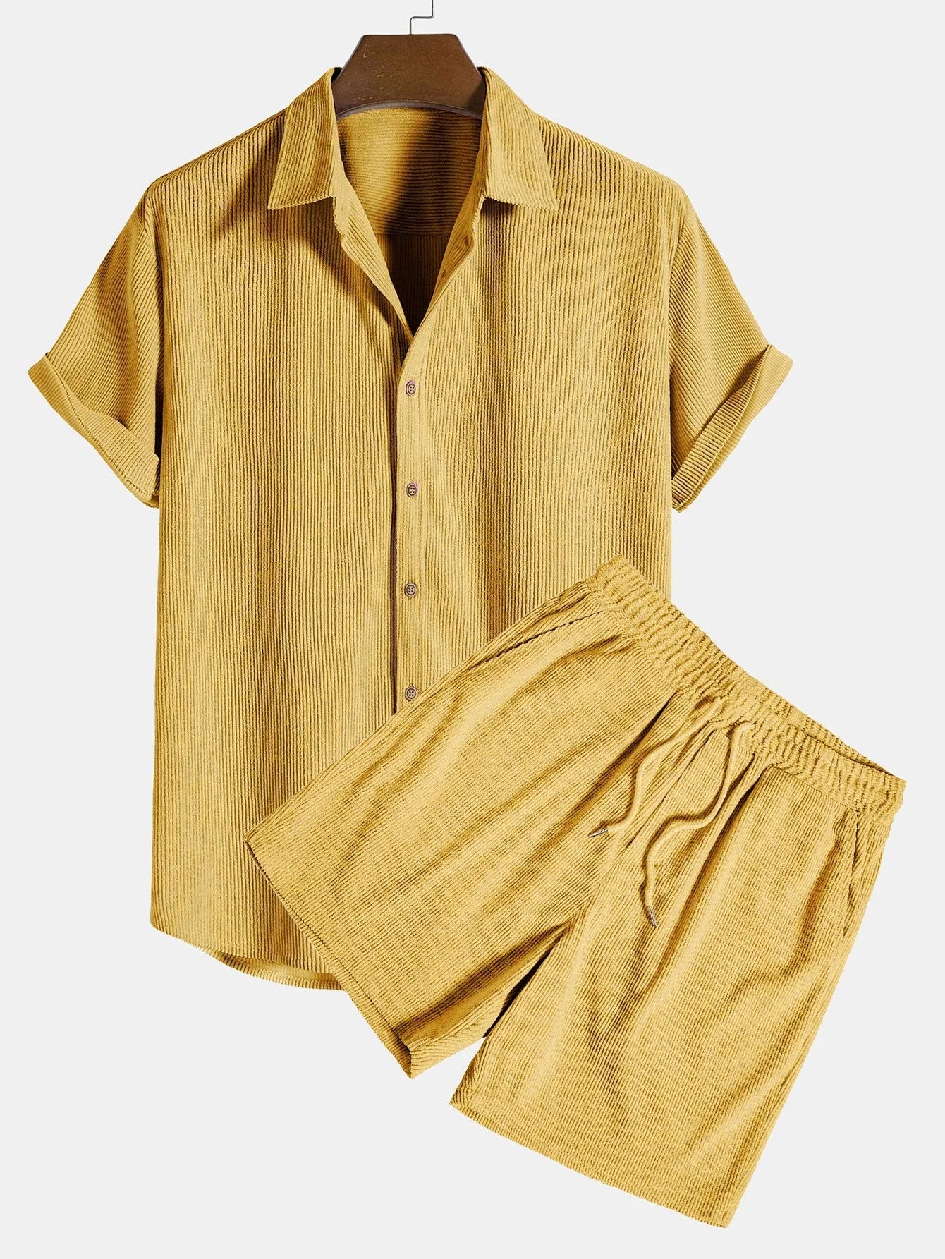Patrick | Men's Collared Short Sleeve Drawstring Button Front Two Piece Set