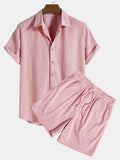 Patrick | Men's Collared Short Sleeve Drawstring Button Front Two Piece Set