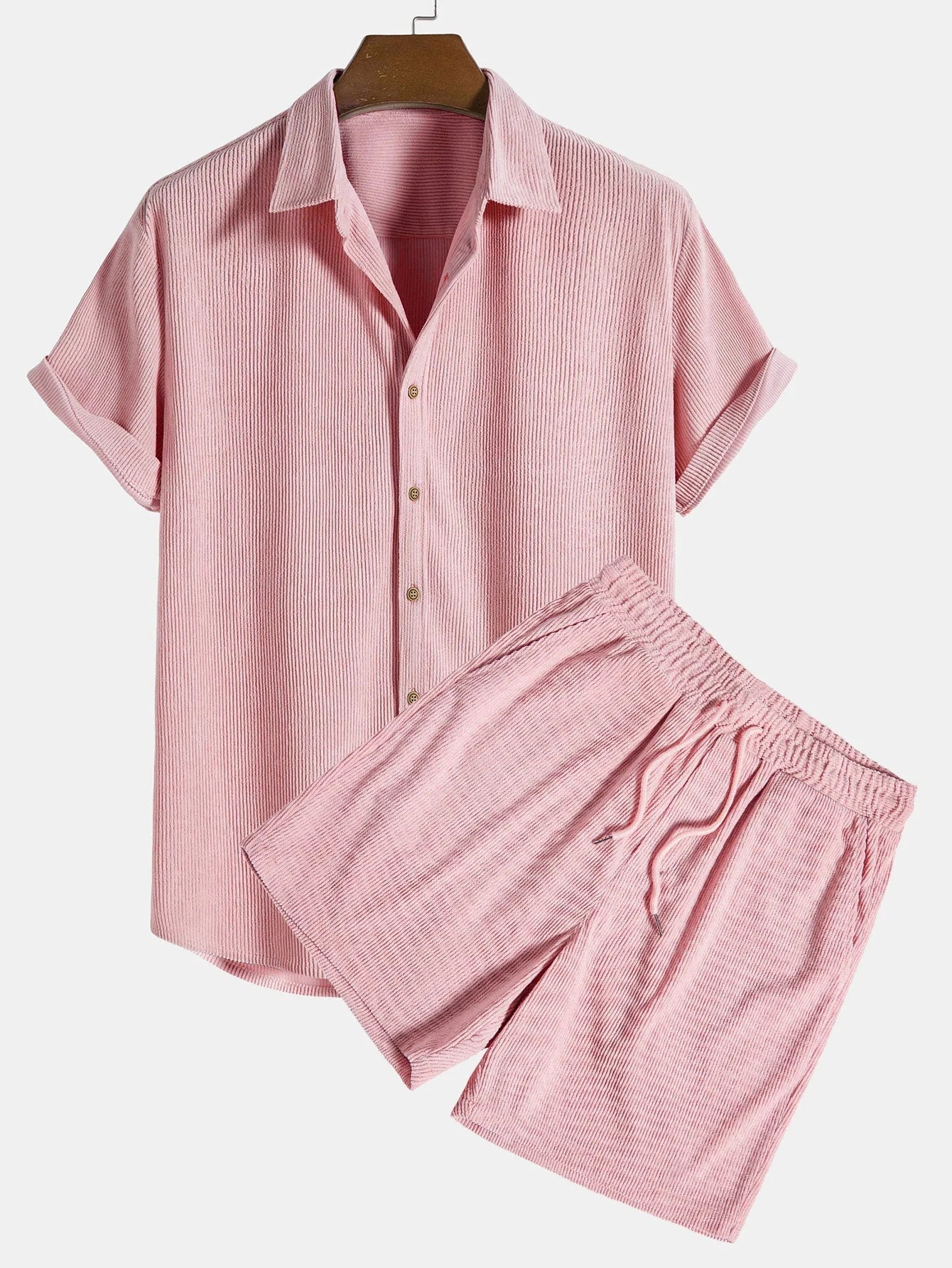 Patrick | Men's Collared Short Sleeve Drawstring Button Front Two Piece Set