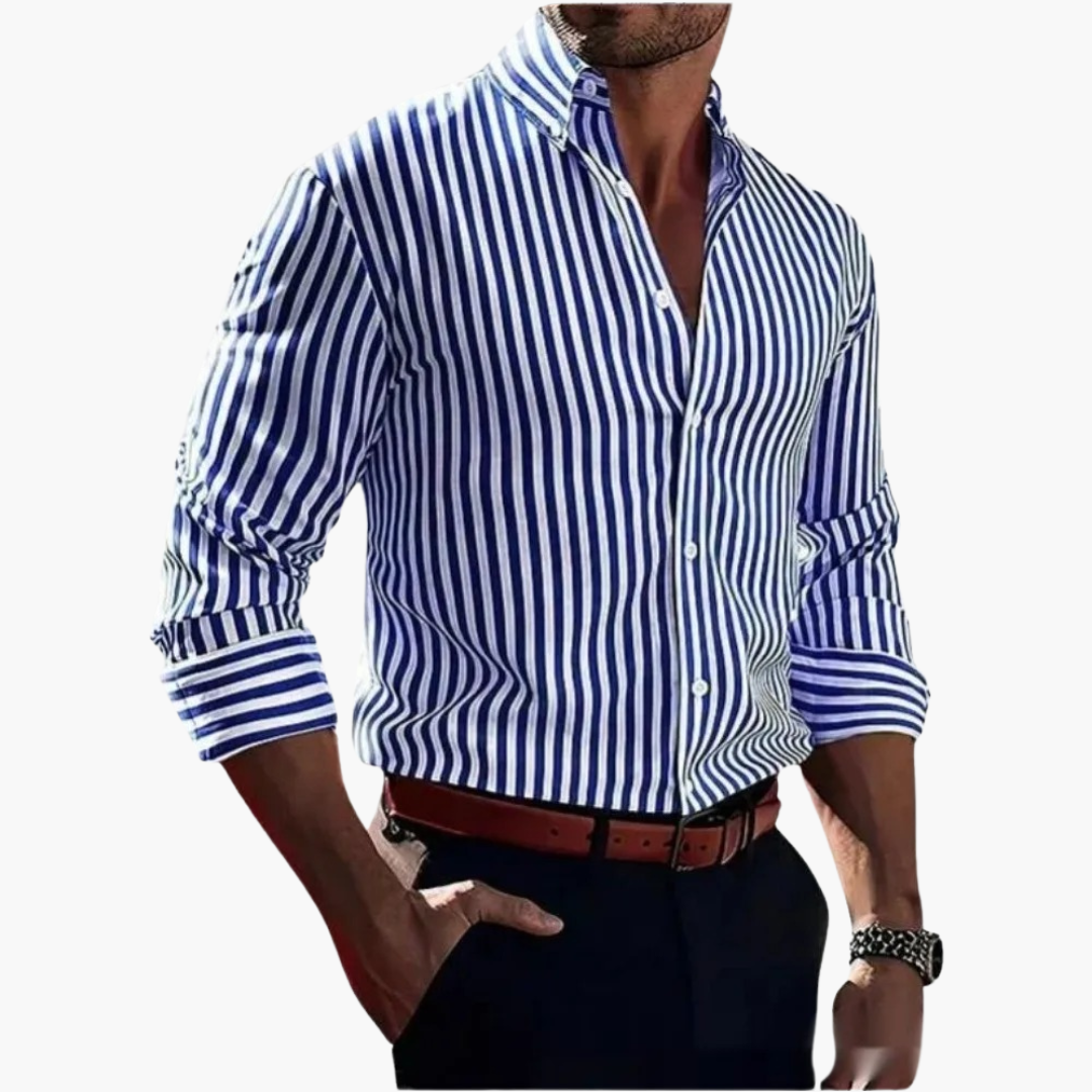 Paul | Men’s Vertical Stripe Button Down Long Sleeve Shirt