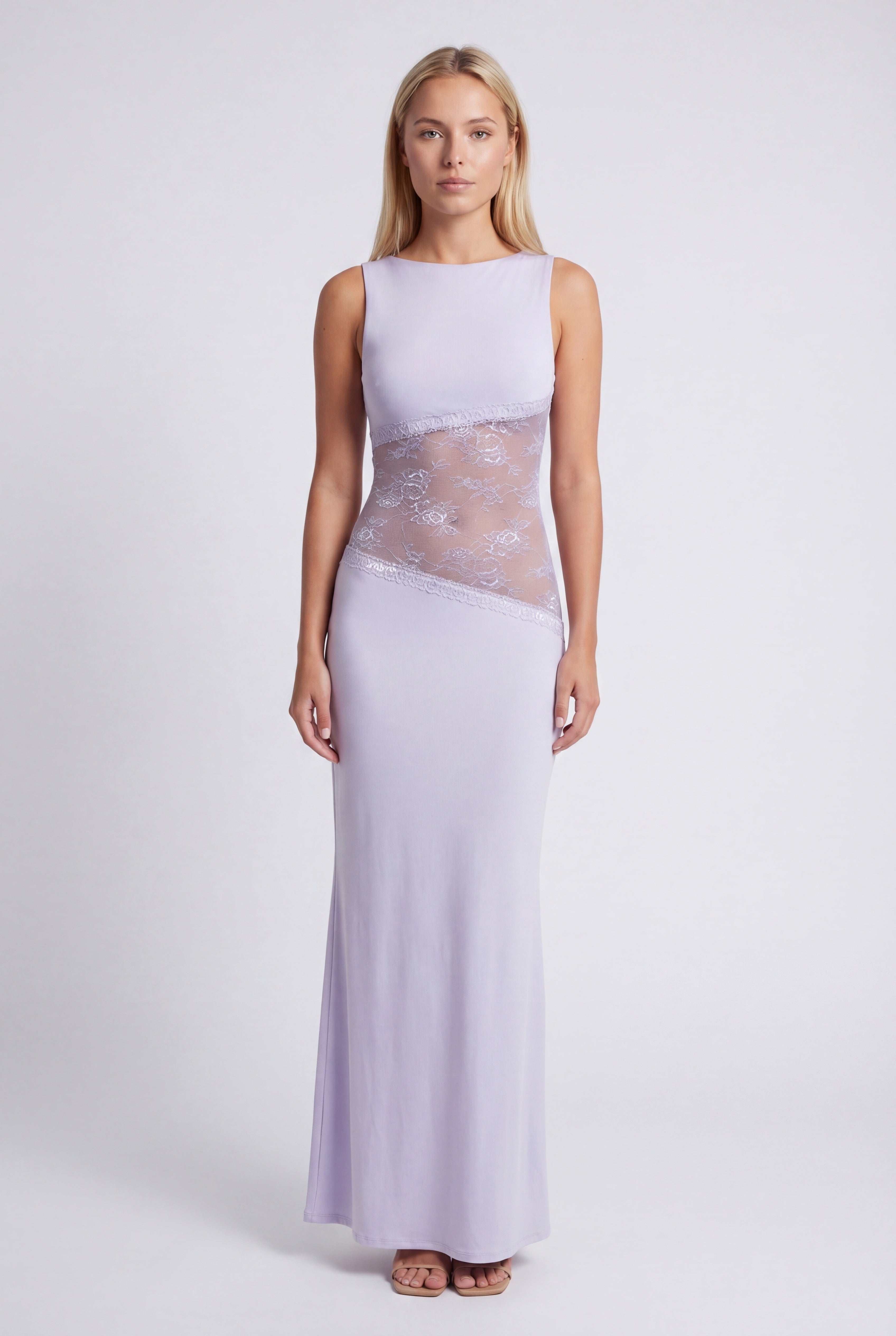Pearl | Women's Fitted Sleeveless Boat Neck Maxi Dress