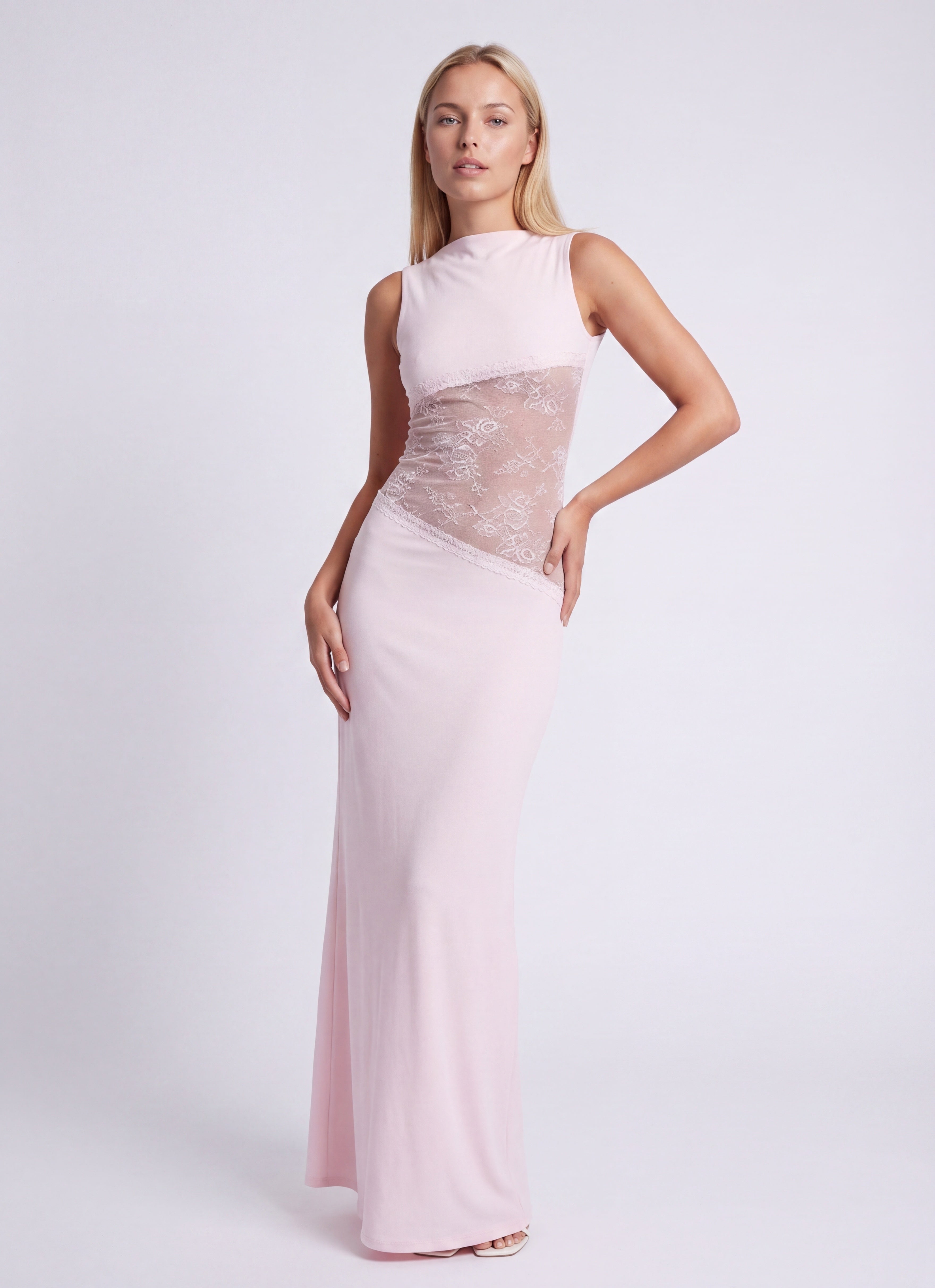 Pearl | Women's Fitted Sleeveless Boat Neck Maxi Dress