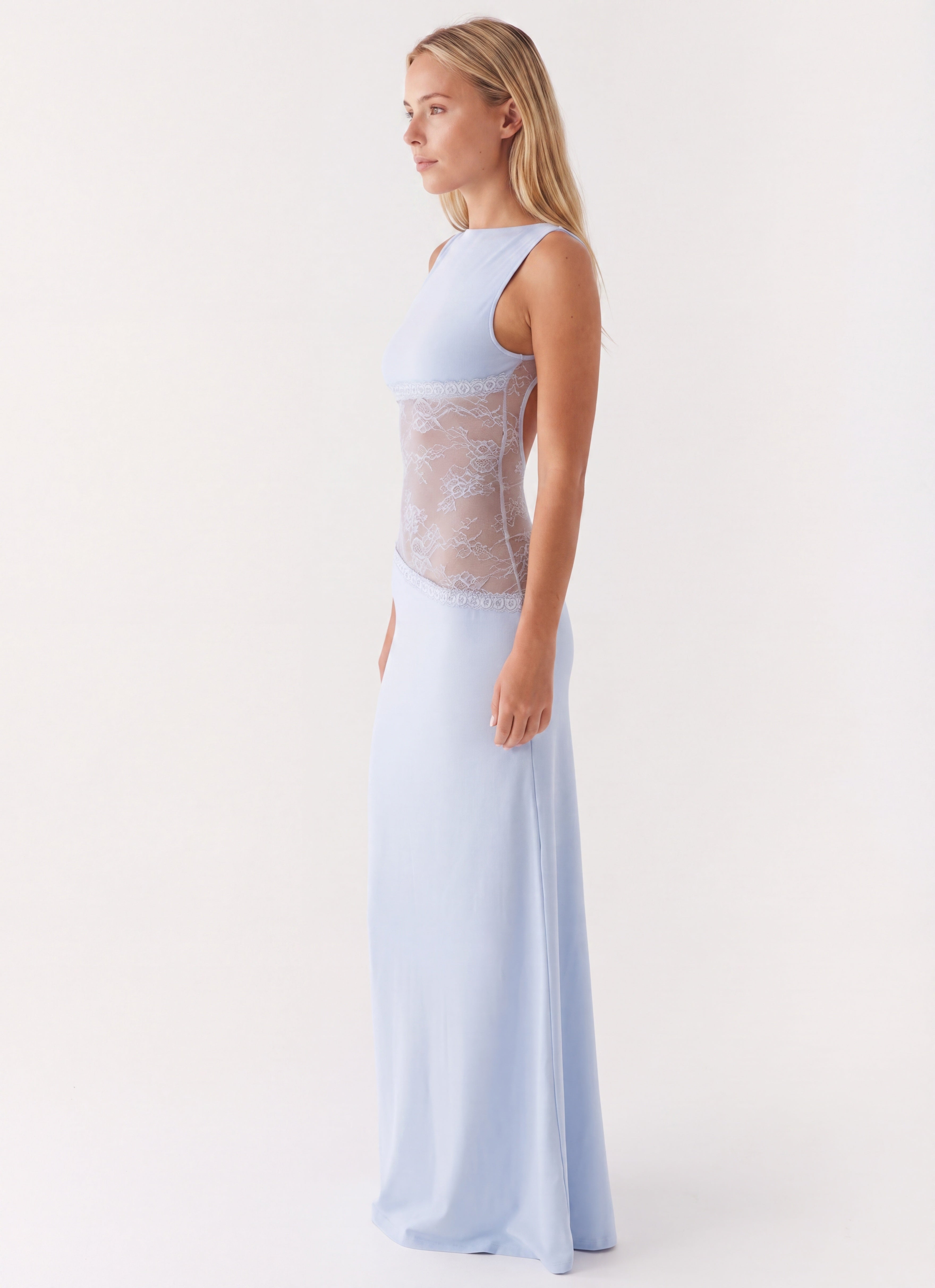 Pearl | Women's Fitted Sleeveless Boat Neck Maxi Dress