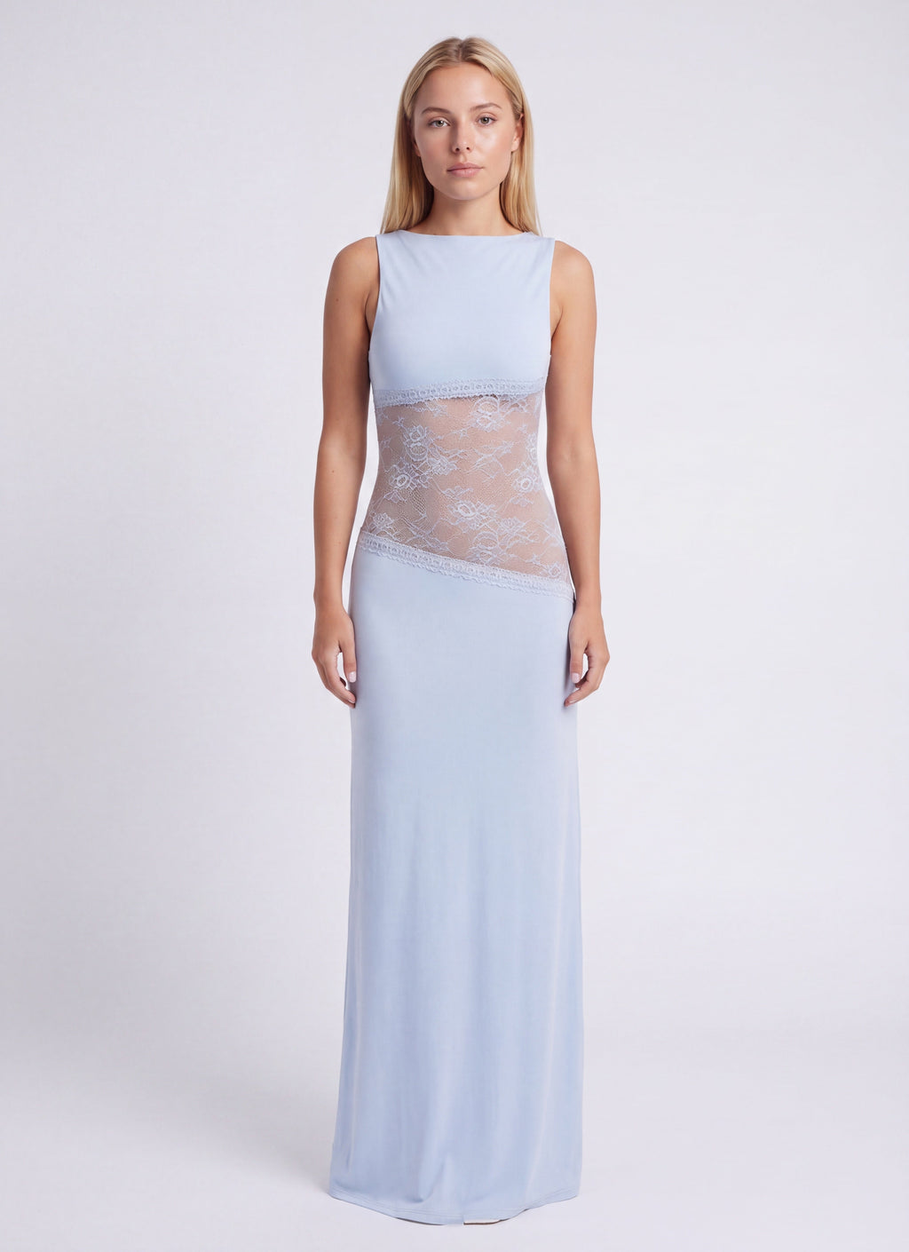 Pearl | Women's Fitted Sleeveless Boat Neck Maxi Dress