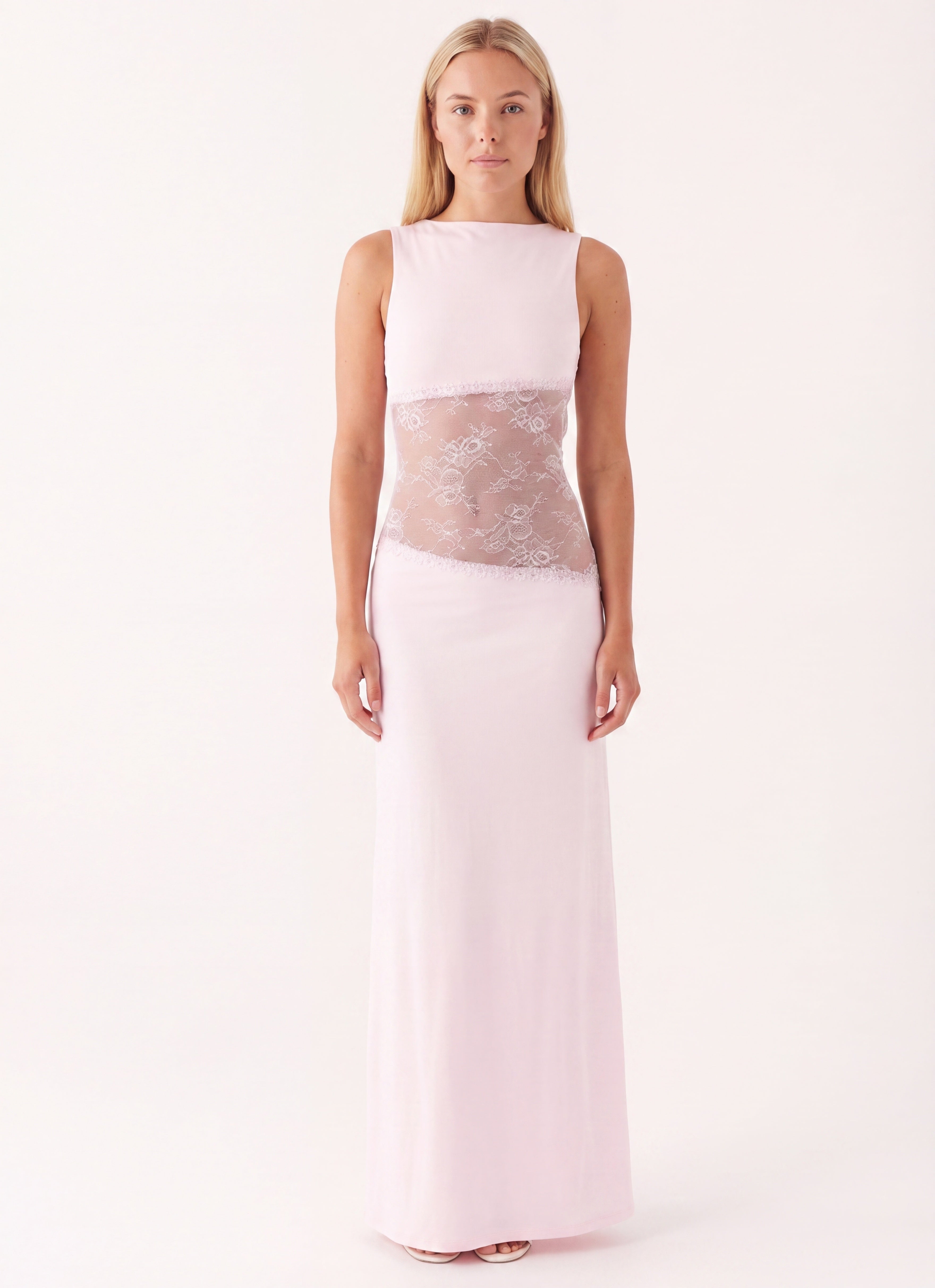 Pearl | Women's Fitted Sleeveless Boat Neck Maxi Dress