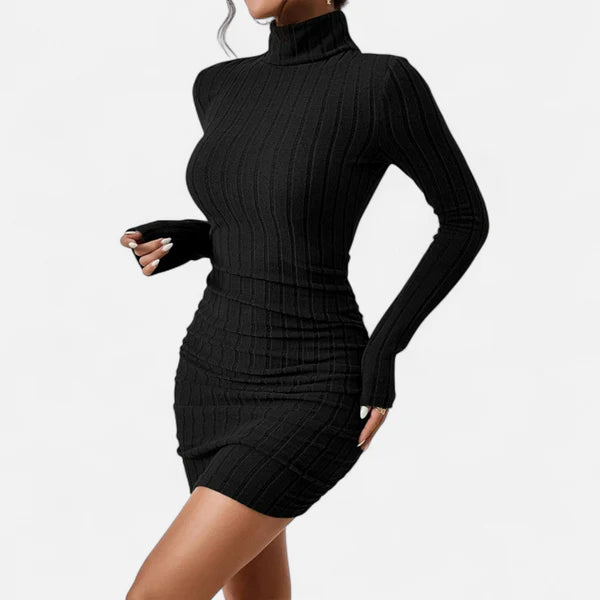 Penelope | Women’s Turtleneck Long Sleeve Summer Mini Dress