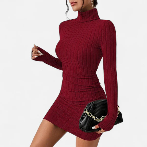 Penelope | Women’s Turtleneck Long Sleeve Summer Mini Dress