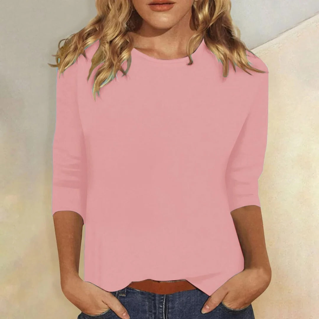 Peyton | Women's Crew Neck Three Quarter Sleeve Blouse