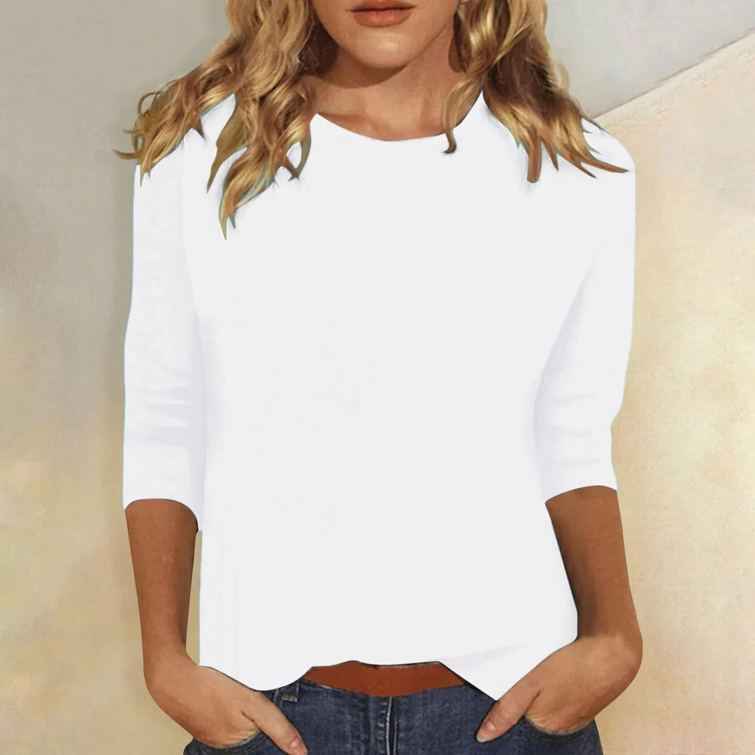 Peyton | Women's Crew Neck Three Quarter Sleeve Blouse