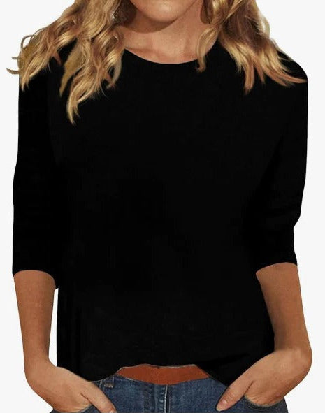 Peyton | Women's Crew Neck Three Quarter Sleeve Blouse