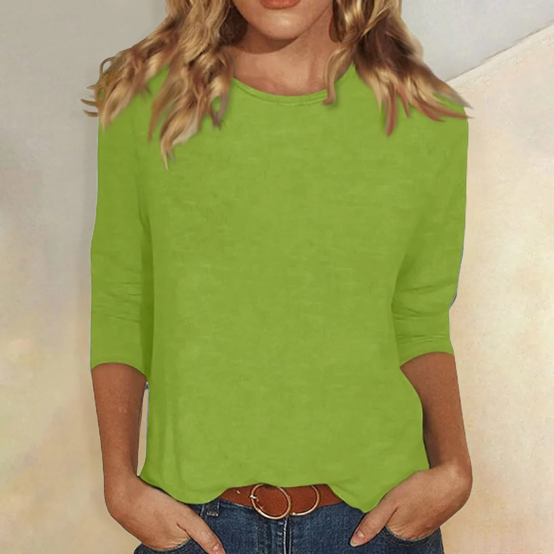 Peyton | Women's Crew Neck Three Quarter Sleeve Blouse