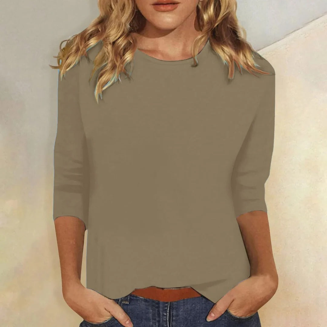 Peyton | Women's Crew Neck Three Quarter Sleeve Blouse