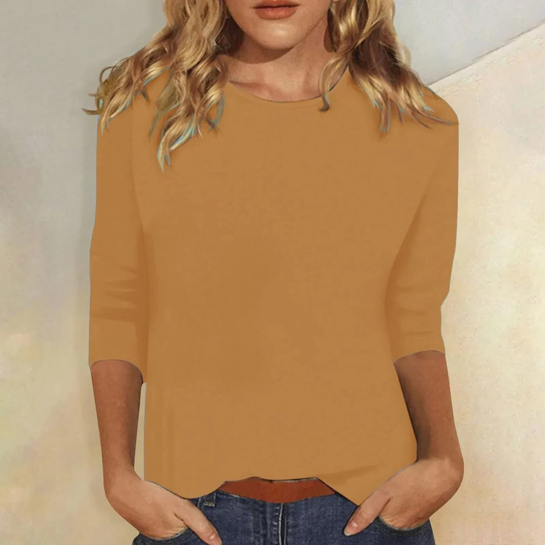 Peyton | Women's Crew Neck Three Quarter Sleeve Blouse