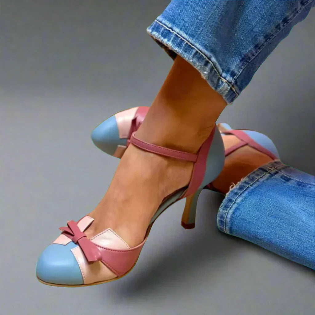 Phoebe | Women's Bow Detail Closed Toe Strappy Heels