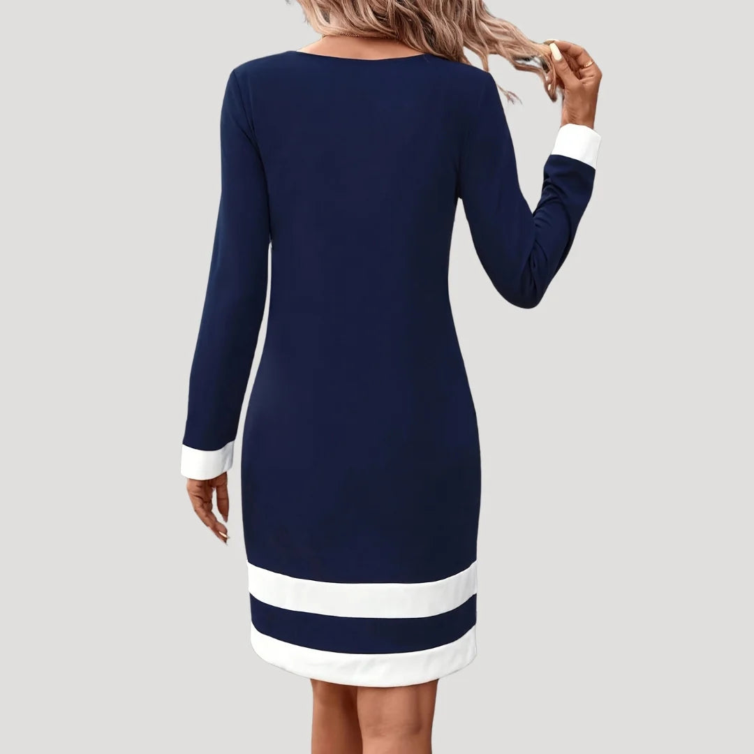 Phoebe | Women’s Long Sleeve Shift Midi Dress