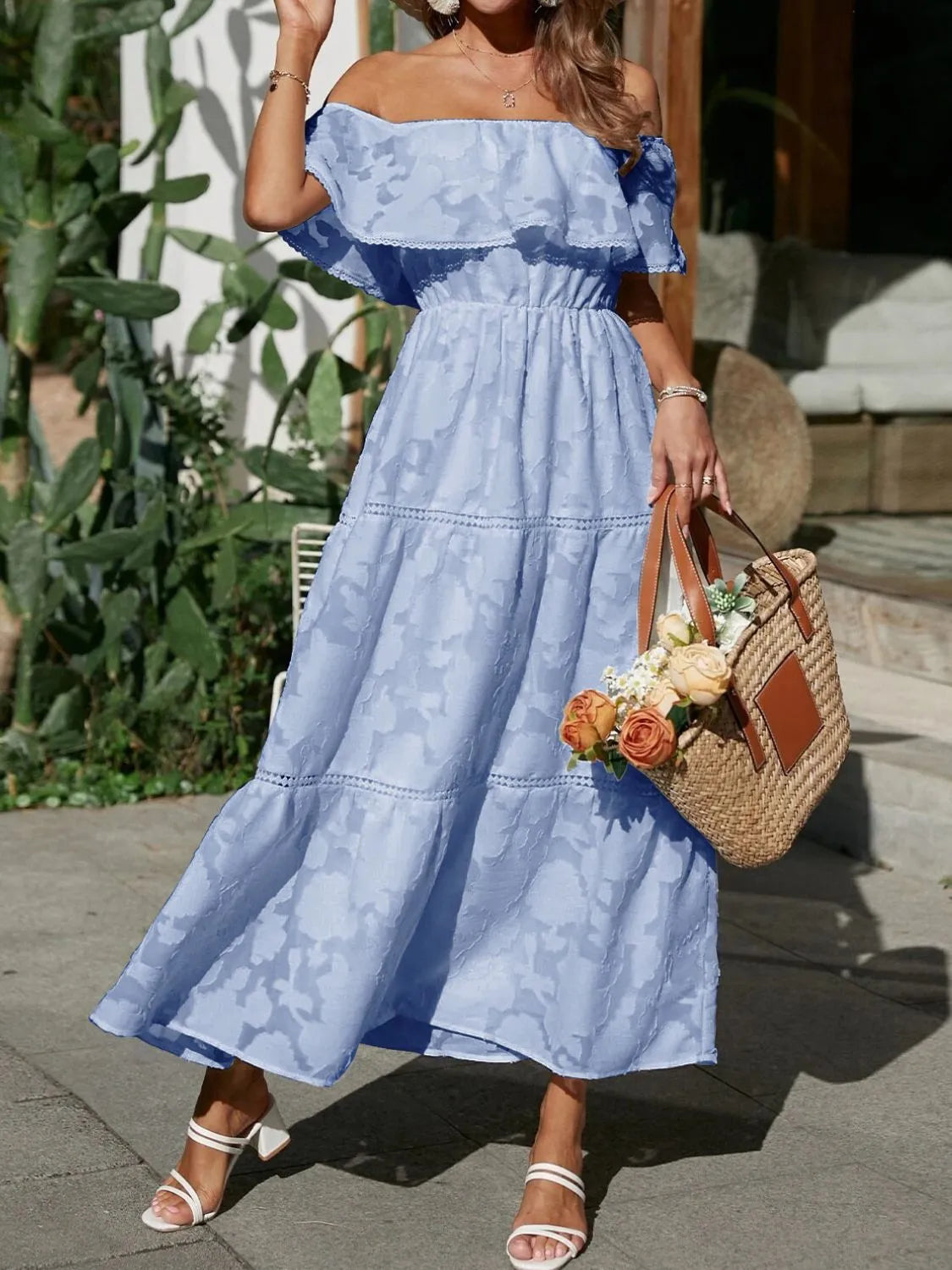 Phyllis | Women's A Line Off Shoulder Tiered Wedding Guest Dress