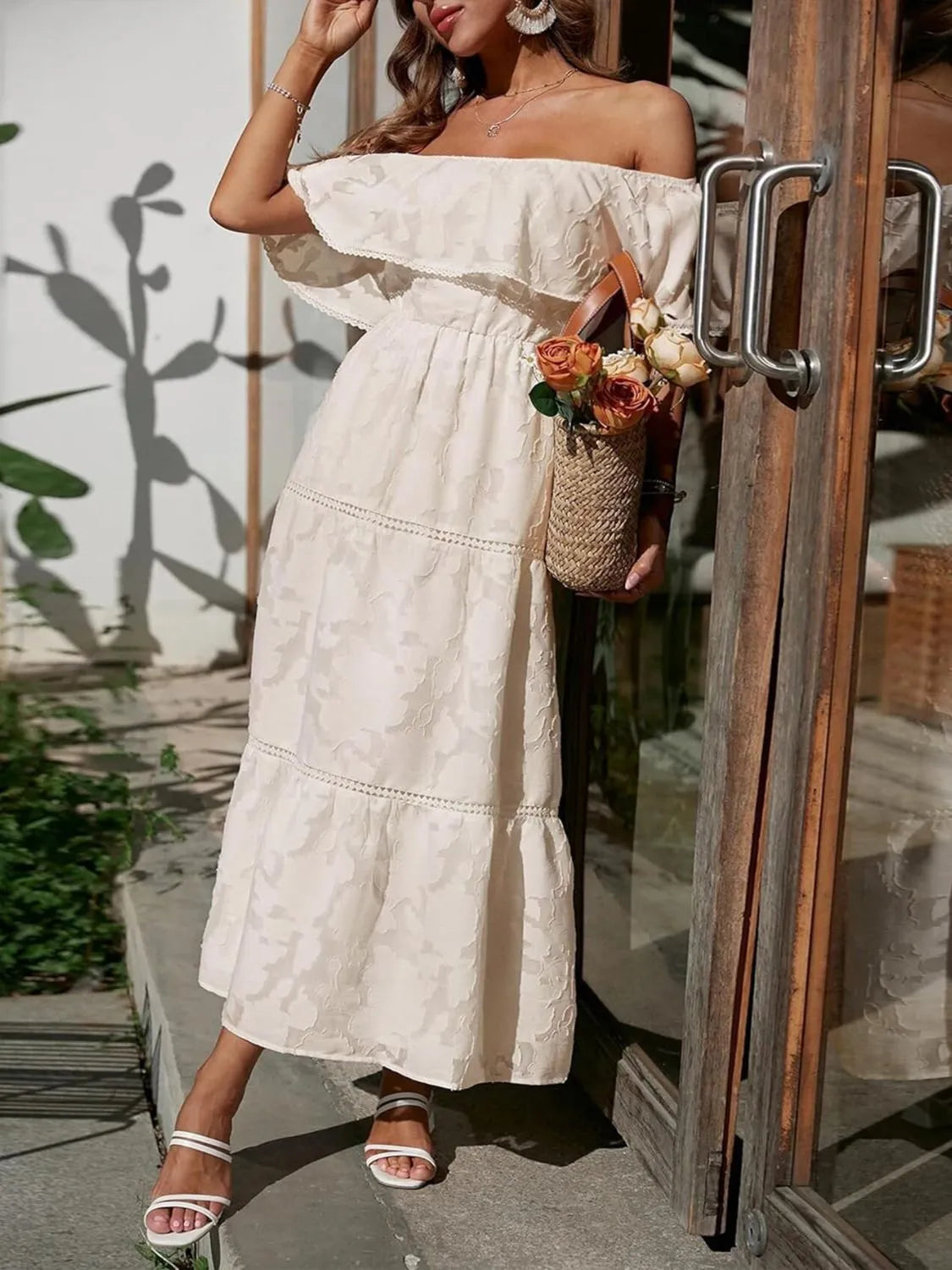 Phyllis | Women's A Line Off Shoulder Tiered Wedding Guest Dress