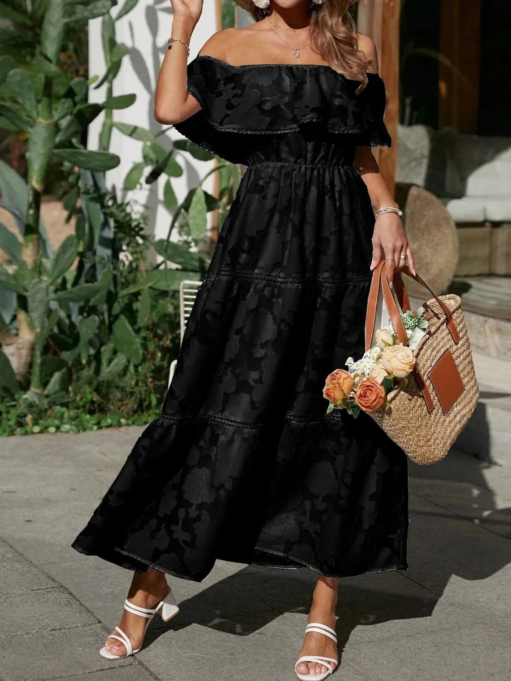 Phyllis | Women's A Line Off Shoulder Tiered Wedding Guest Dress