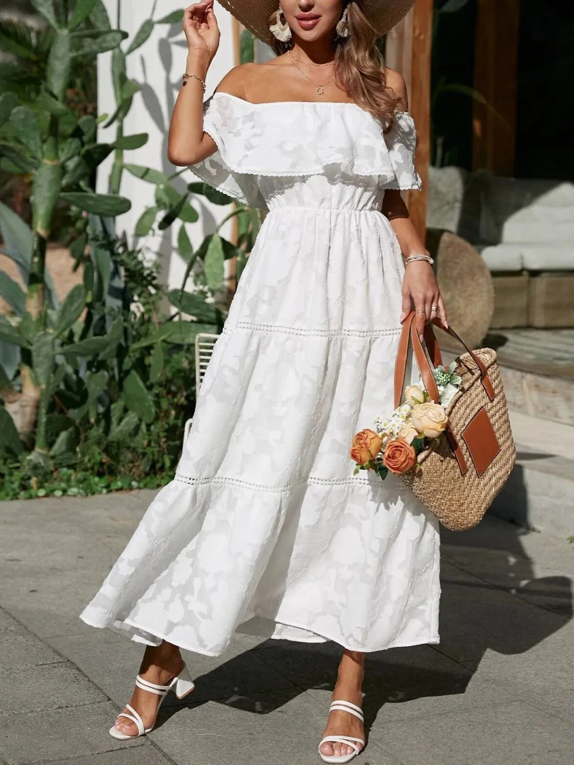 Phyllis | Women's A Line Off Shoulder Tiered Wedding Guest Dress