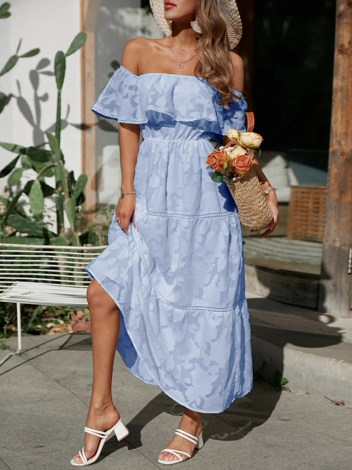 Phyllis | Women's A Line Off Shoulder Tiered Wedding Guest Dress