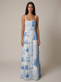 Rachael | Women's Patterned A-Line Square Neck Flowy Maxi Dress