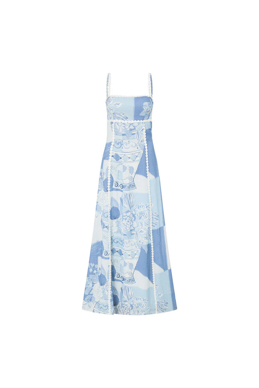 Rachael | Women's Patterned A-Line Square Neck Flowy Maxi Dress