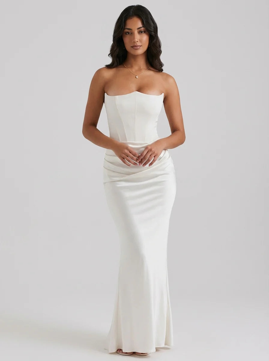 Rachel | Women’s Corset Style Strapless Event Maxi Dress