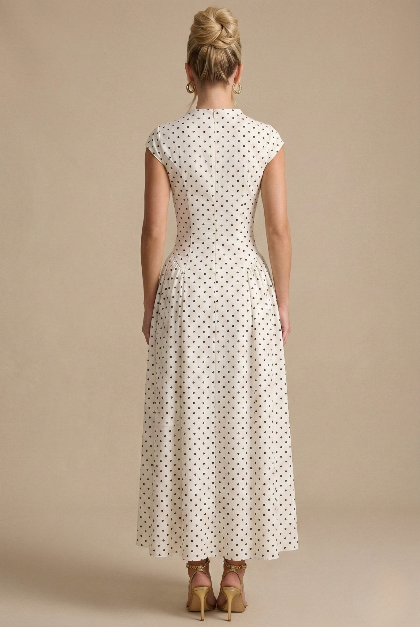 Rachel | Women's Polka Dot High Neck Wedding Guest Maxi Dress