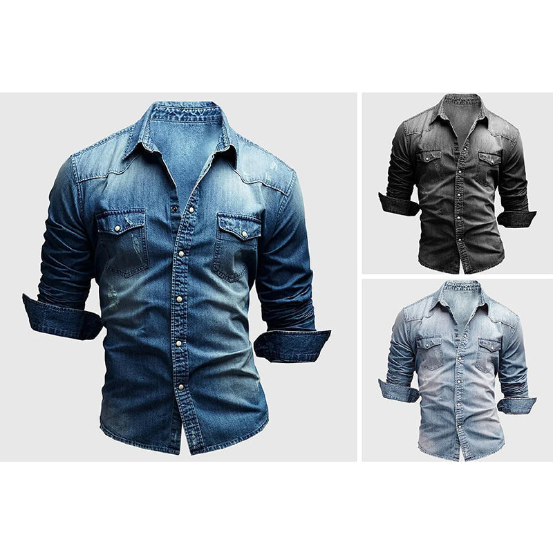 Randall | Men's Fitted Button Down Pocket Denim Shirt