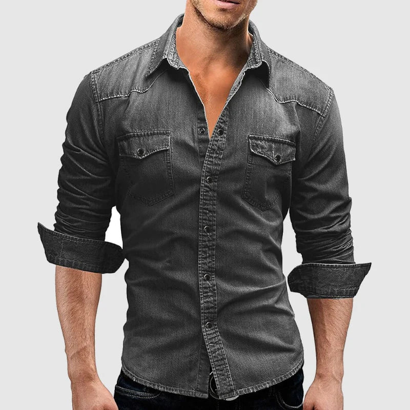 Randall | Men's Fitted Button Down Pocket Denim Shirt