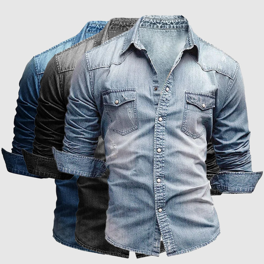 Randall | Men's Fitted Button Down Pocket Denim Shirt