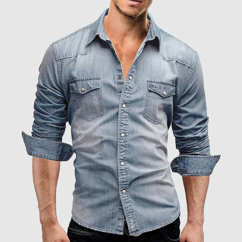 Randall | Men's Fitted Button Down Pocket Denim Shirt