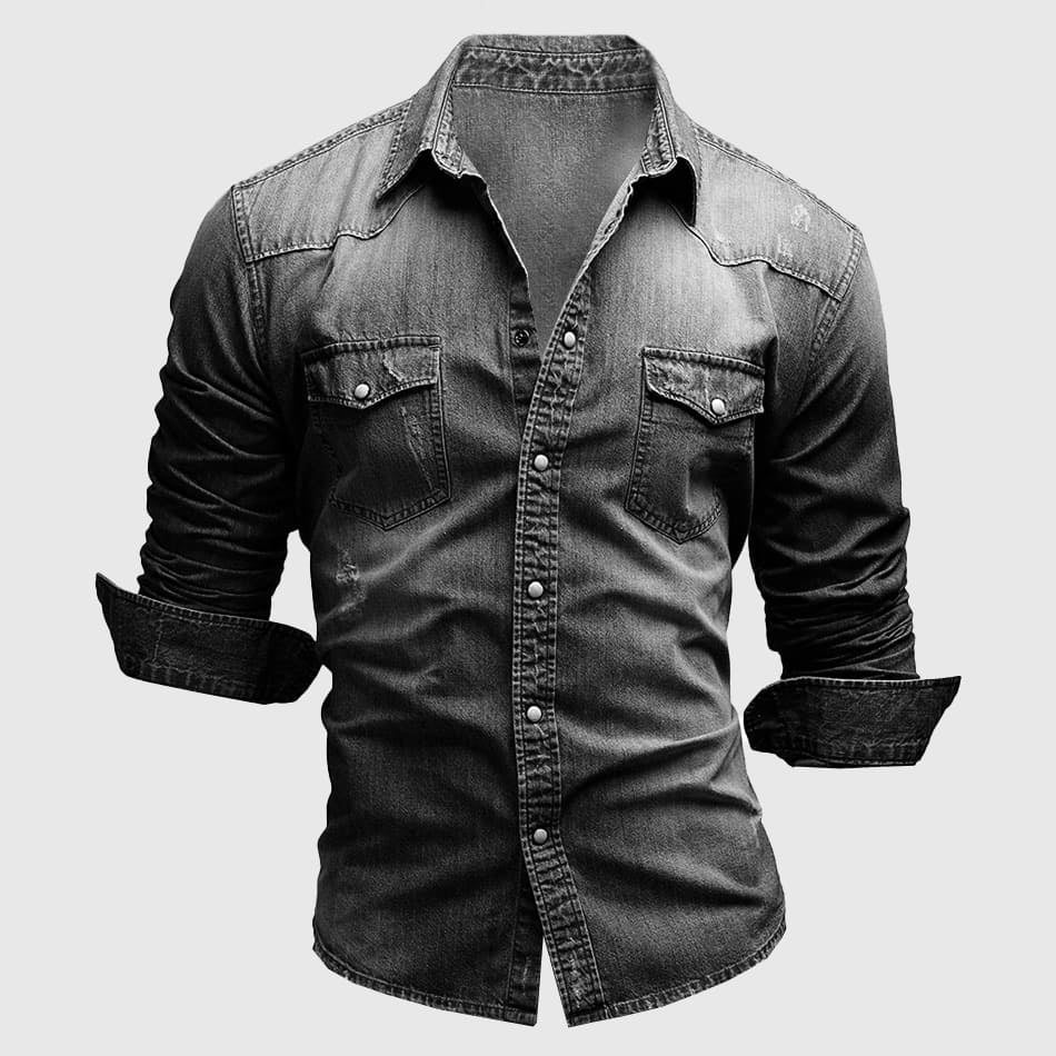 Randall | Men's Fitted Button Down Pocket Denim Shirt