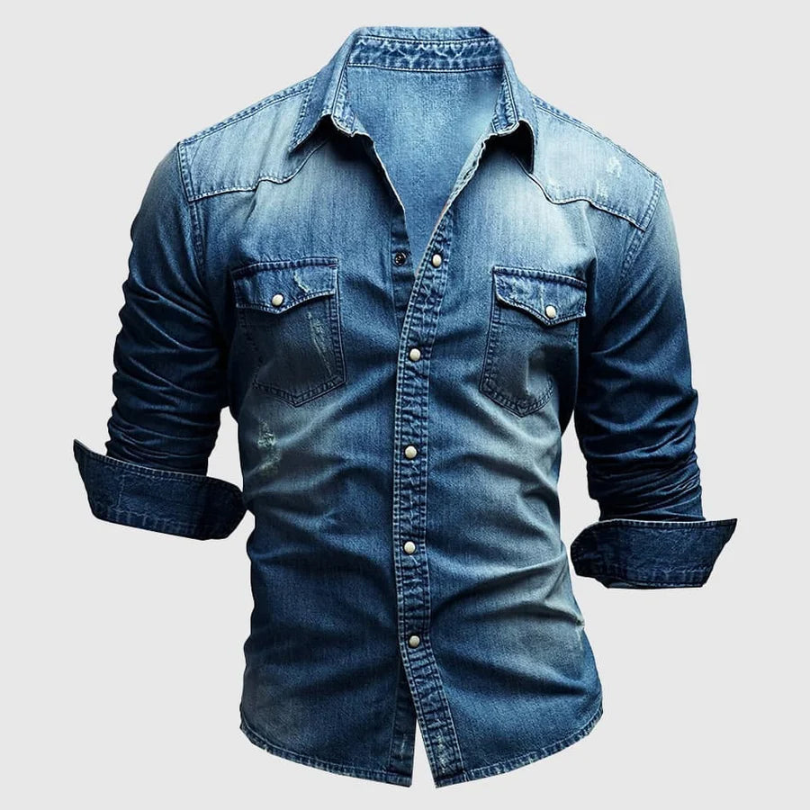 Randall | Men's Fitted Button Down Pocket Denim Shirt