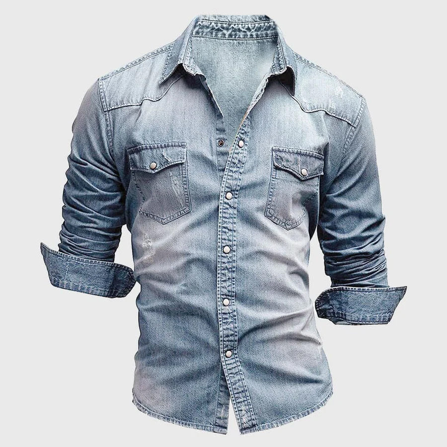 Randall | Men's Fitted Button Down Pocket Denim Shirt