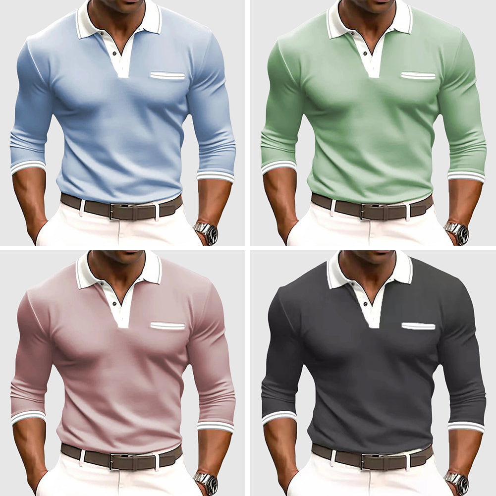 Reed | Men's Turn Down Collar Long Sleeve Pocket Polo Shirt