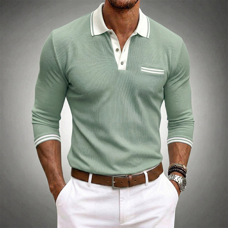 Reed | Men's Turn Down Collar Long Sleeve Pocket Polo Shirt